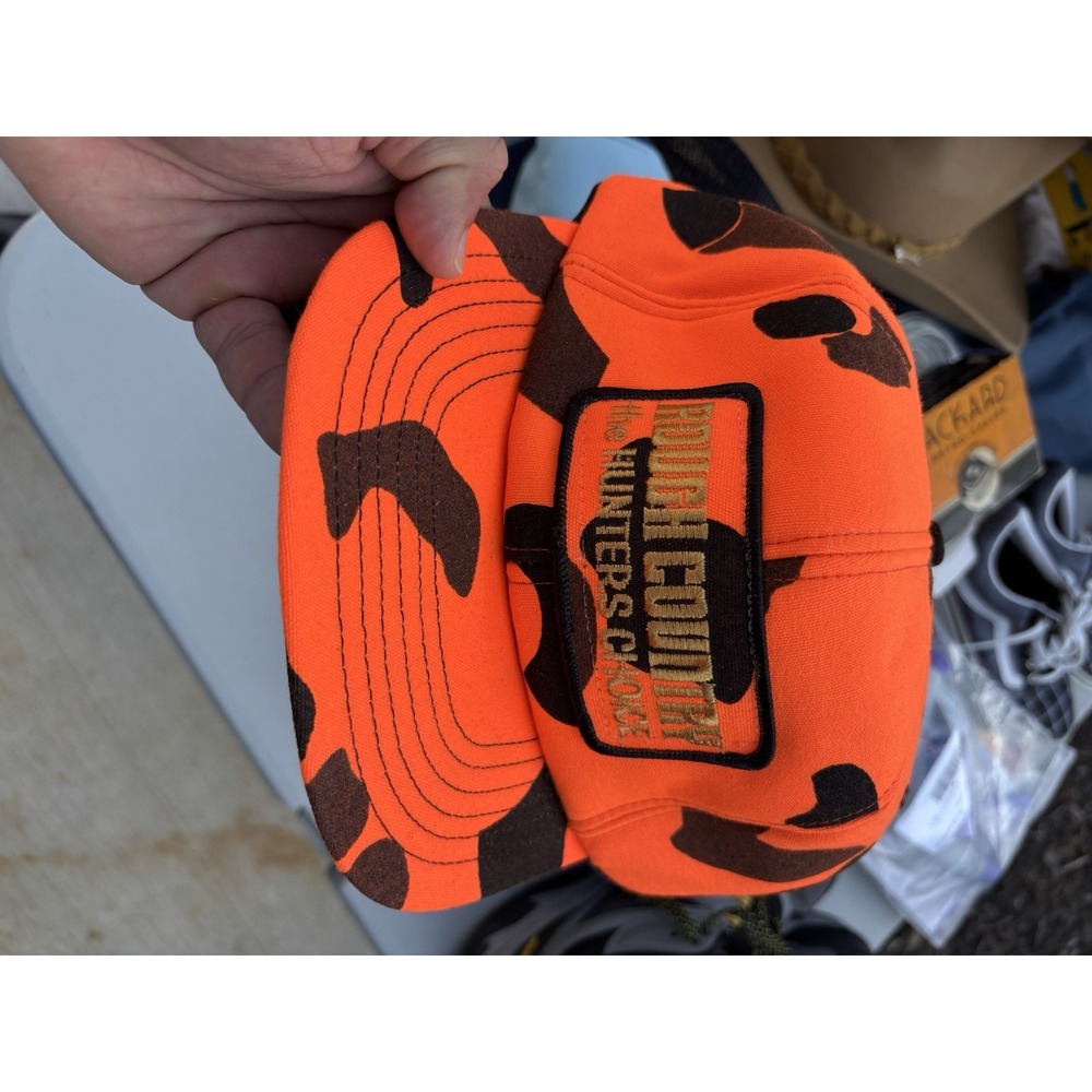 Vtg Rough Country Patch Hat Hunting Orange Camo Made USA Snap Back‎ Trucker Cap